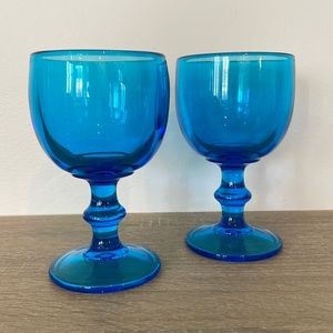 Blue glass wine cup vintage